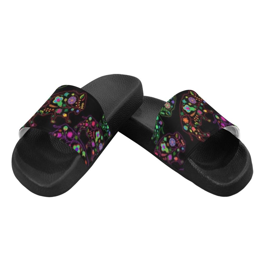 Floral Buffalo Men's Slide Sandals (Model 057) Men's Slide Sandals (057) e-joyer 