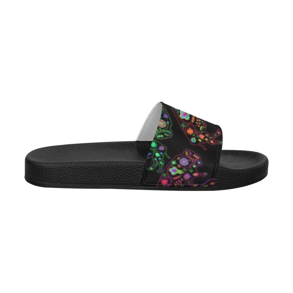 Floral Buffalo Men's Slide Sandals (Model 057) Men's Slide Sandals (057) e-joyer 