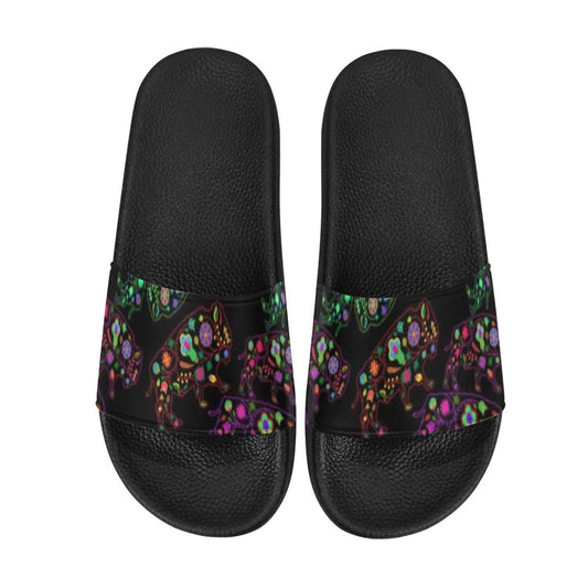 Floral Buffalo Men's Slide Sandals (Model 057) Men's Slide Sandals (057) e-joyer 