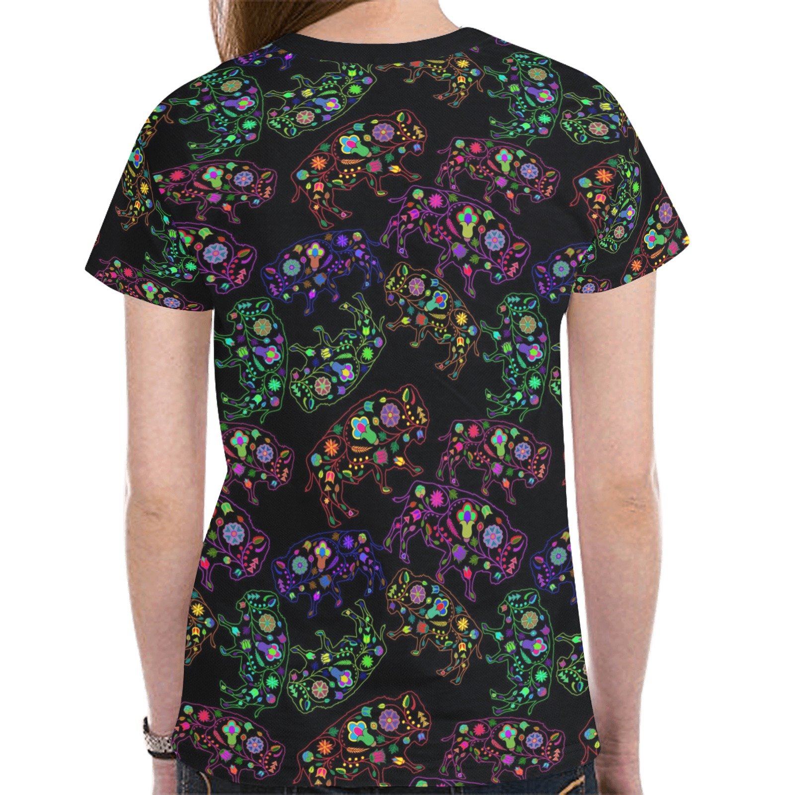 Floral Buffalo New All Over Print T-shirt for Women (Model T45) tshirt e-joyer 