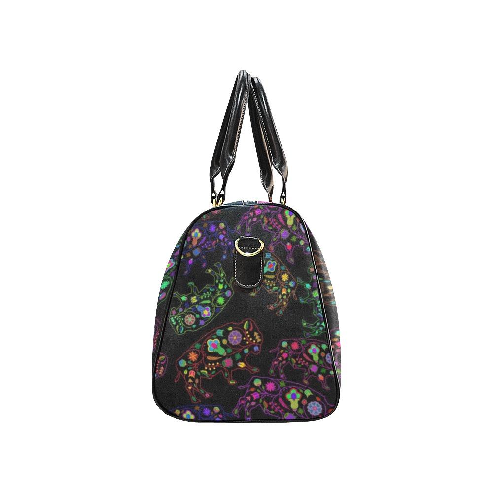 Floral Buffalo New Waterproof Travel Bag/Large (Model 1639) Waterproof Travel Bags (1639) e-joyer 