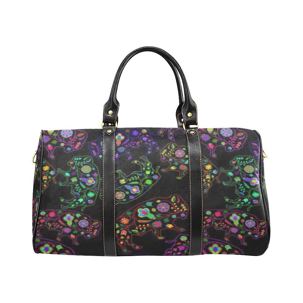 Floral Buffalo New Waterproof Travel Bag/Large (Model 1639) Waterproof Travel Bags (1639) e-joyer 