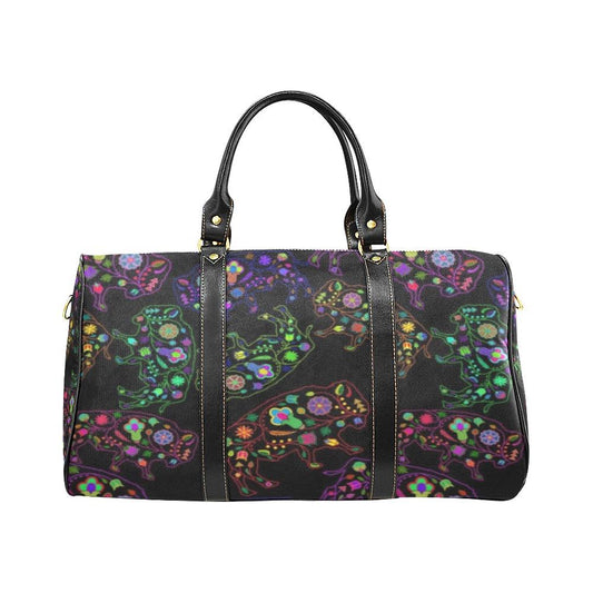 Floral Buffalo New Waterproof Travel Bag/Large (Model 1639) Waterproof Travel Bags (1639) e-joyer 