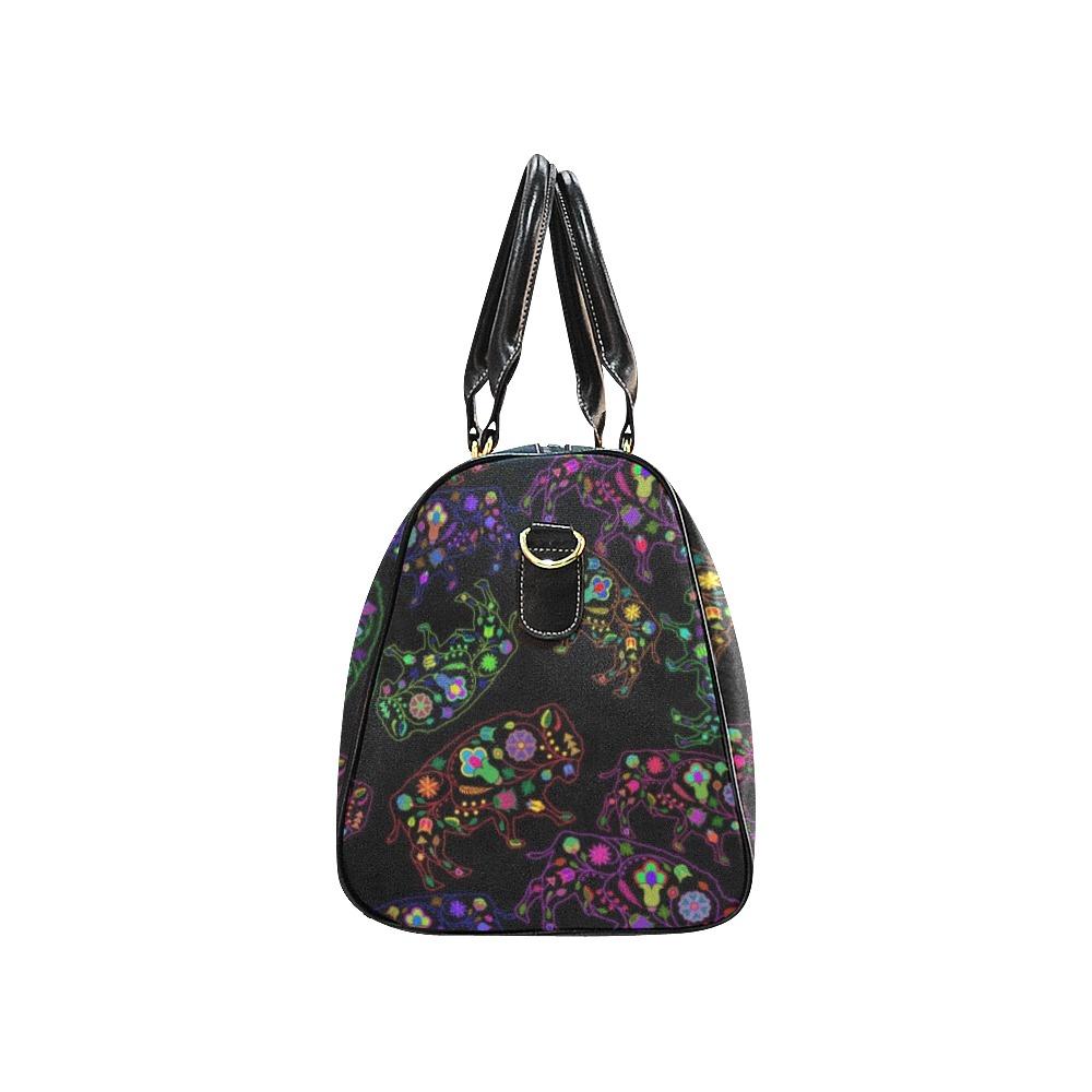 Floral Buffalo New Waterproof Travel Bag/Large (Model 1639) Waterproof Travel Bags (1639) e-joyer 