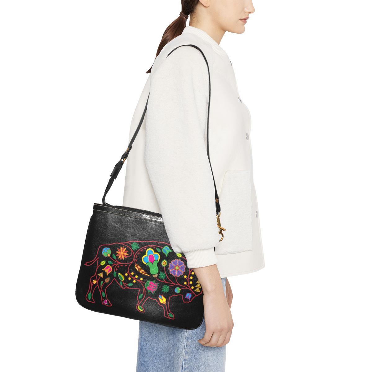 Floral Buffalo Small Shoulder Bag (Model 1710) Small Shoulder Bag (1710) e-joyer 