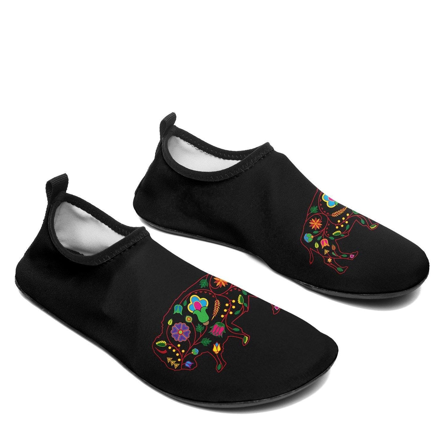 Floral Buffalo Sockamoccs Kid's Slip On Shoes 49 Dzine 