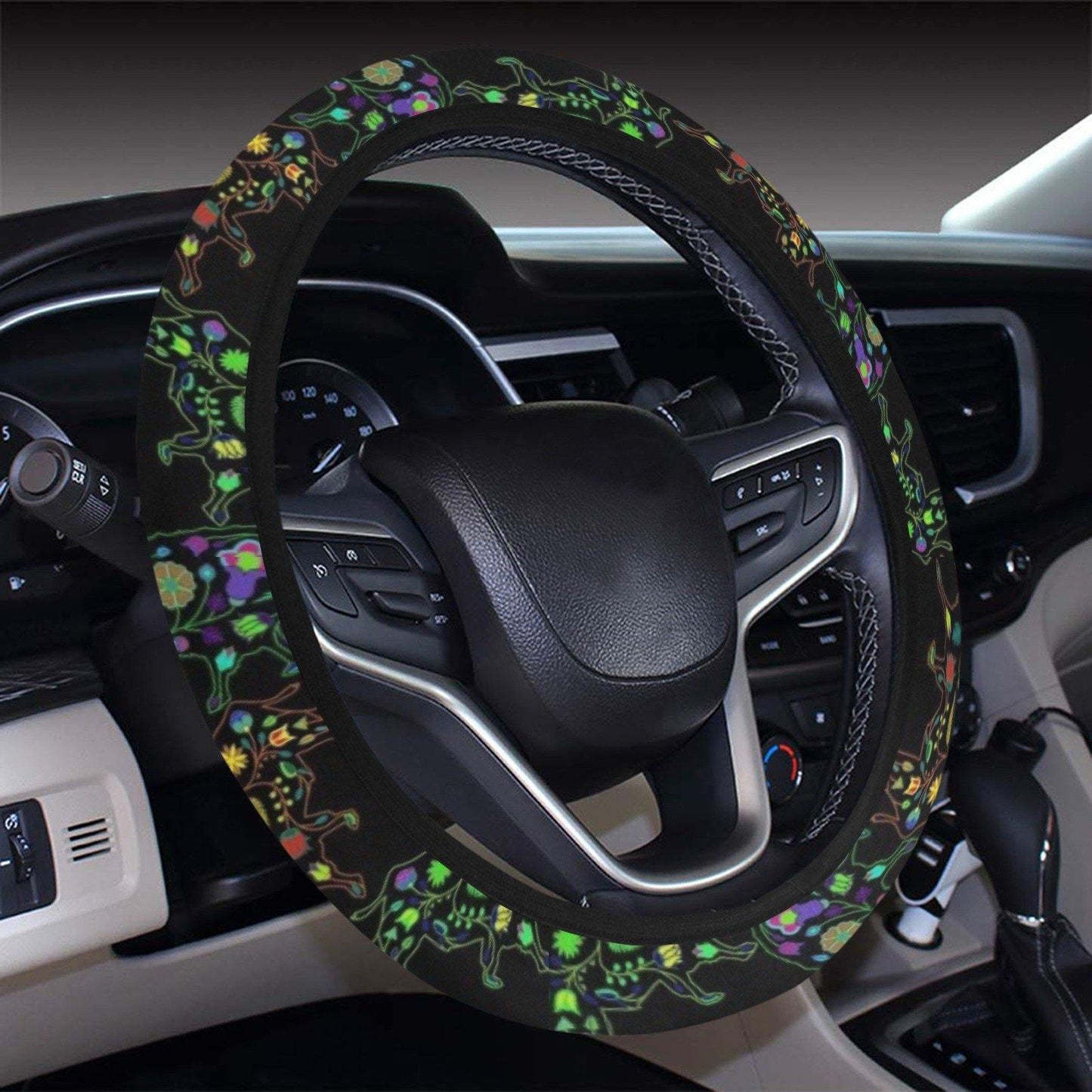 Floral Buffalo Steering Wheel Cover with Elastic Edge Steering Wheel Cover with Elastic Edge e-joyer 