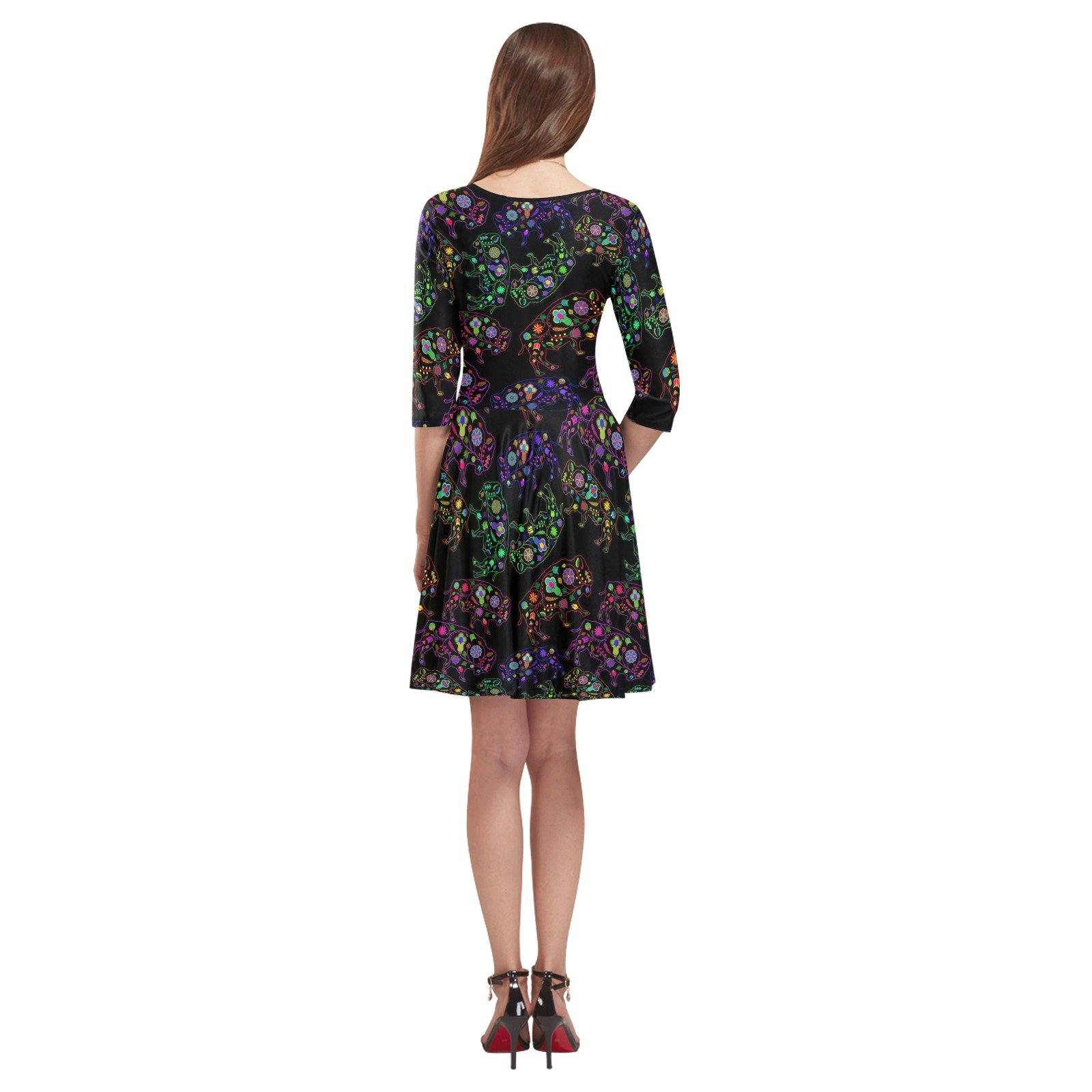 Floral Buffalo Tethys Half-Sleeve Skater Dress(Model D20) Tethys Half-Sleeve Skater Dress (D20) e-joyer 