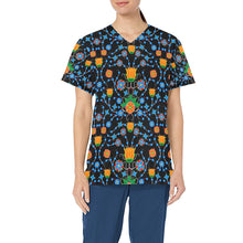 Load image into Gallery viewer, Floral Damask All Over Print Scrub Top Scrub Top e-joyer 
