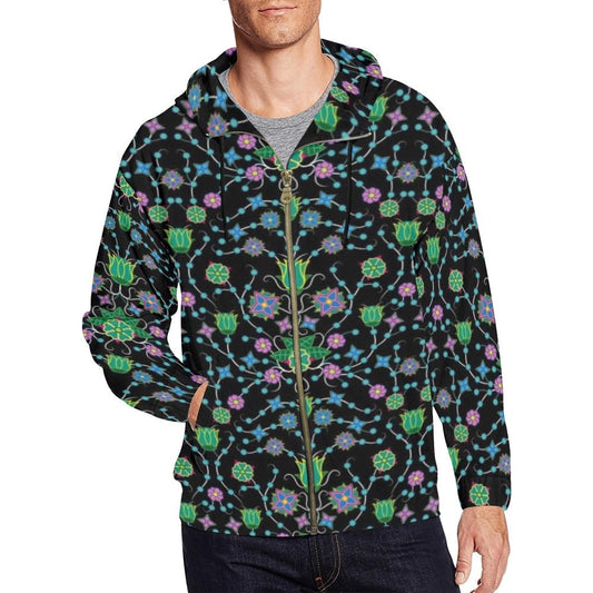 Floral Damask Garden All Over Print Full Zip Hoodie for Men (Model H14) hoodie e-joyer 