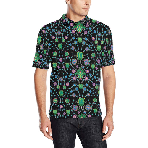 Floral Damask Garden Men's All Over Print Polo Shirt (Model T55) Men's Polo Shirt (Model T55) e-joyer 