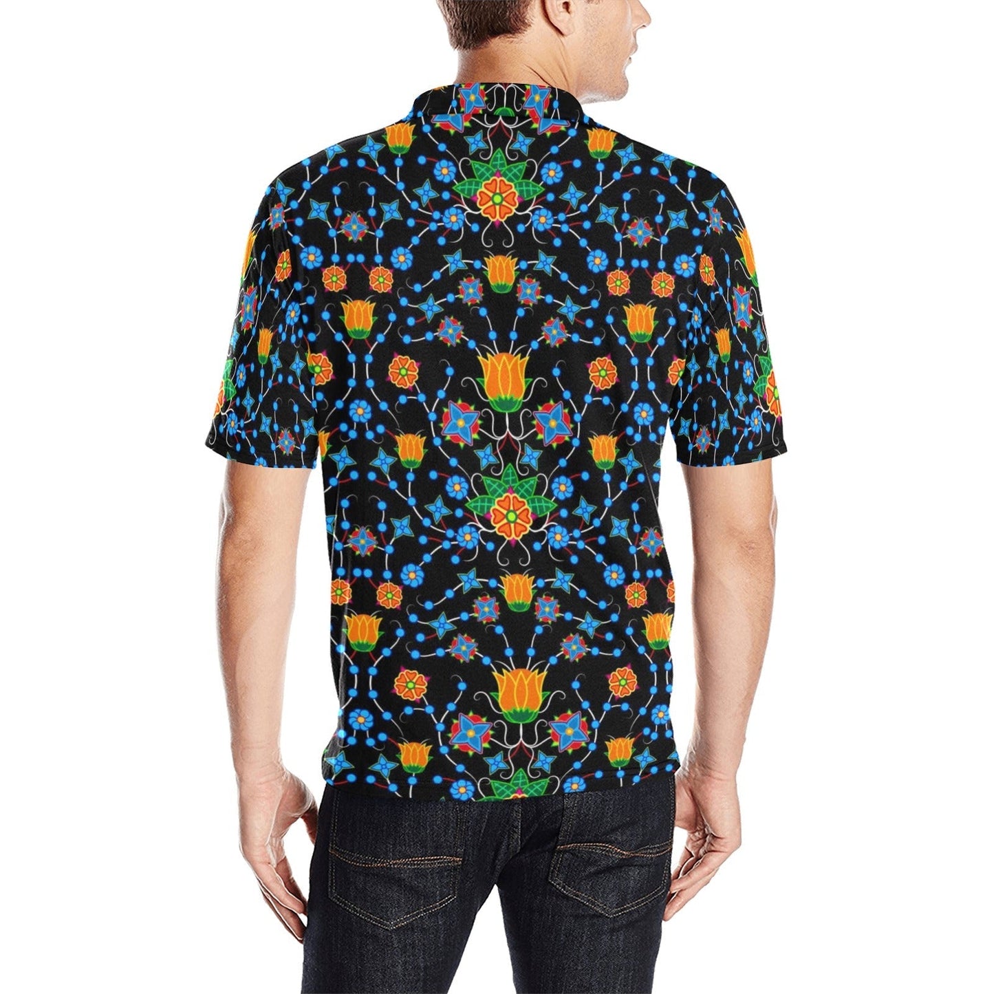 Floral Damask Men's All Over Print Polo Shirt (Model T55) Men's Polo Shirt (Model T55) e-joyer 