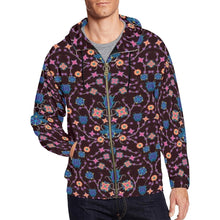 Load image into Gallery viewer, Floral Damask Purple All Over Print Full Zip Hoodie for Men (Model H14) hoodie e-joyer 
