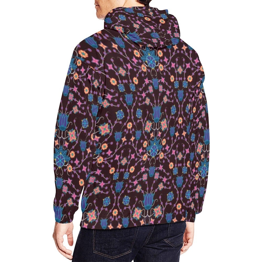 Floral Damask Purple All Over Print Hoodie for Men (USA Size) (Model H13) All Over Print Hoodie for Men (H13) e-joyer 