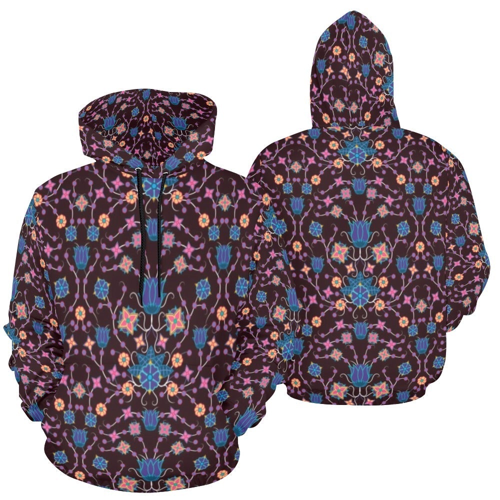 Floral Damask Purple All Over Print Hoodie for Men (USA Size) (Model H13) All Over Print Hoodie for Men (H13) e-joyer 