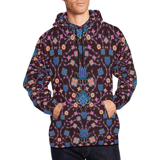 Floral Damask Purple All Over Print Hoodie for Men (USA Size) (Model H13) All Over Print Hoodie for Men (H13) e-joyer 
