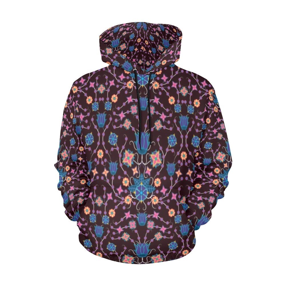 Floral Damask Purple All Over Print Hoodie for Men (USA Size) (Model H13) All Over Print Hoodie for Men (H13) e-joyer 