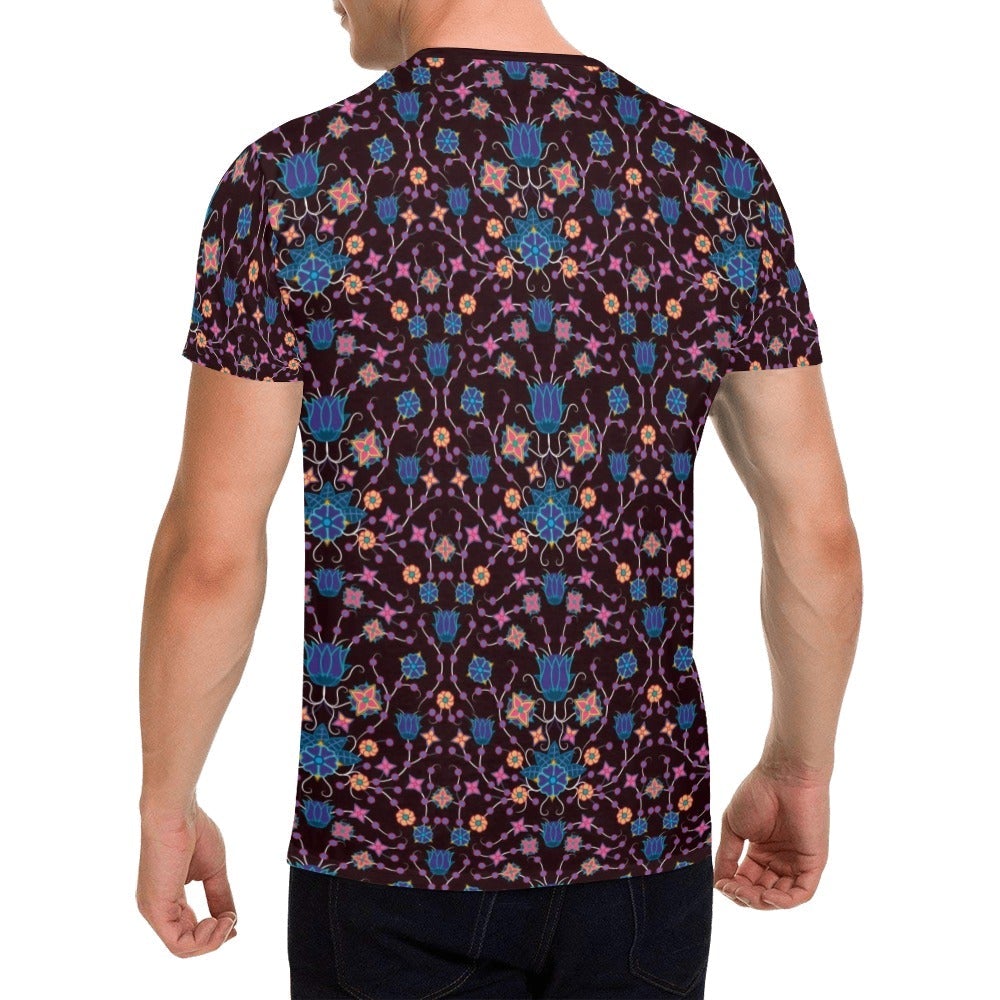 Floral Damask Purple All Over Print T-Shirt for Men (USA Size) (Model T40) All Over Print T-Shirt for Men (T40) e-joyer 