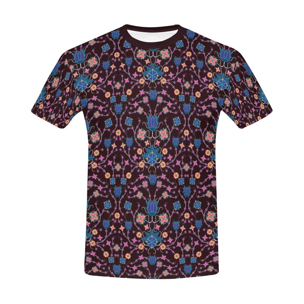 Floral Damask Purple All Over Print T-Shirt for Men (USA Size) (Model T40) All Over Print T-Shirt for Men (T40) e-joyer 