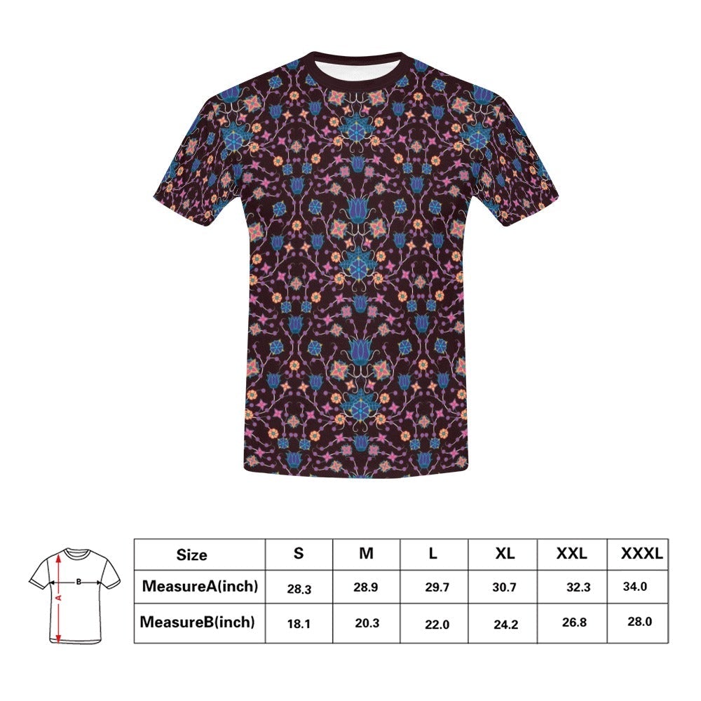 Floral Damask Purple All Over Print T-Shirt for Men (USA Size) (Model T40) All Over Print T-Shirt for Men (T40) e-joyer 