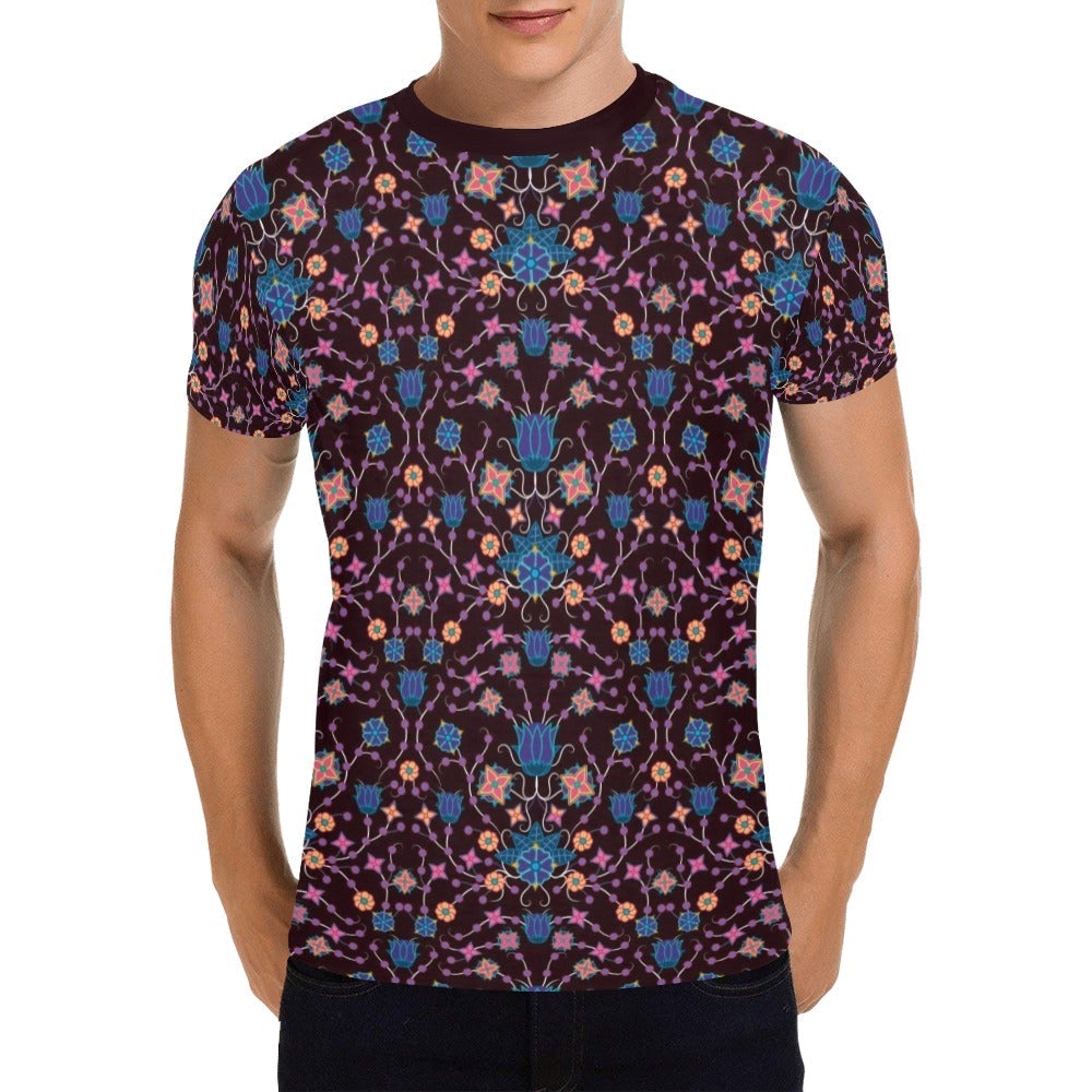 Floral Damask Purple All Over Print T-Shirt for Men (USA Size) (Model T40) All Over Print T-Shirt for Men (T40) e-joyer 