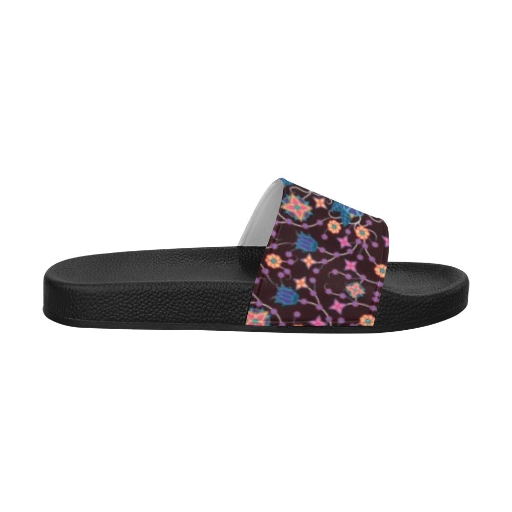 Floral Damask Purple Men's Slide Sandals (Model 057) sandals e-joyer 