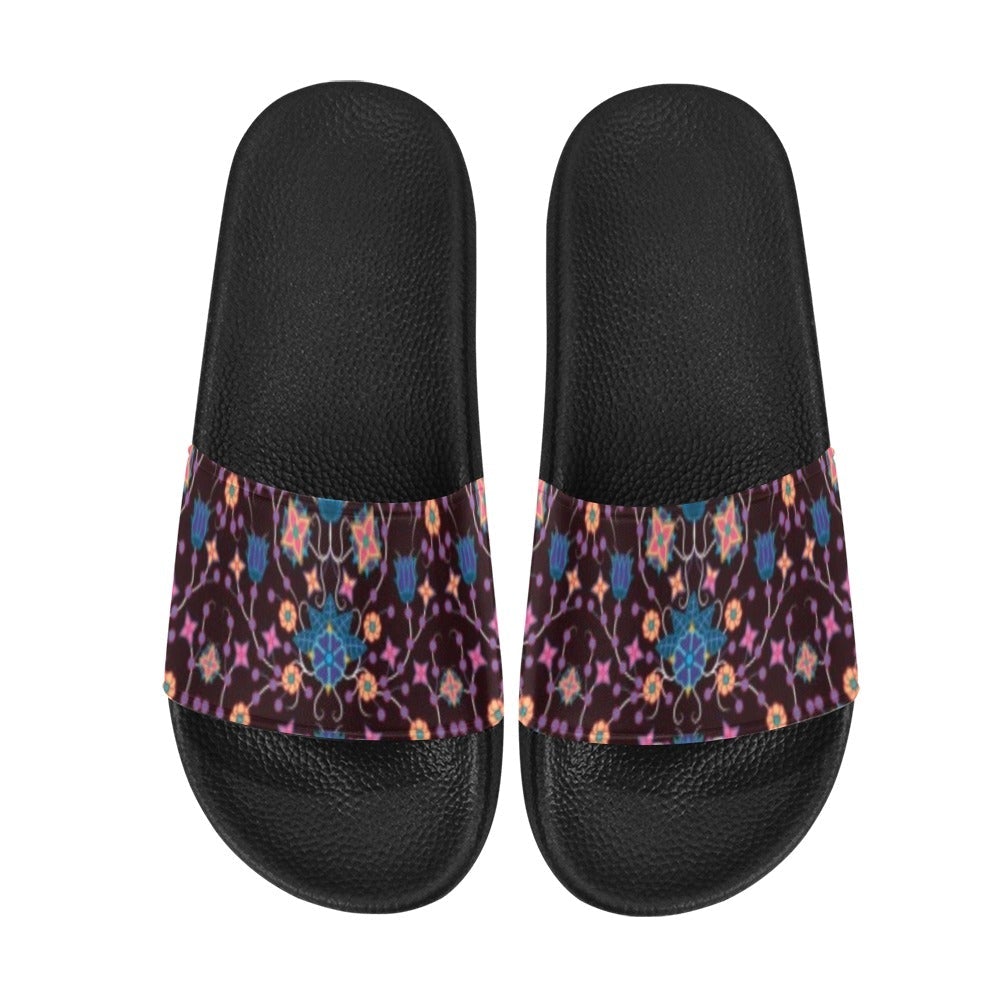 Floral Damask Purple Slide Sandals by 49 Dzine