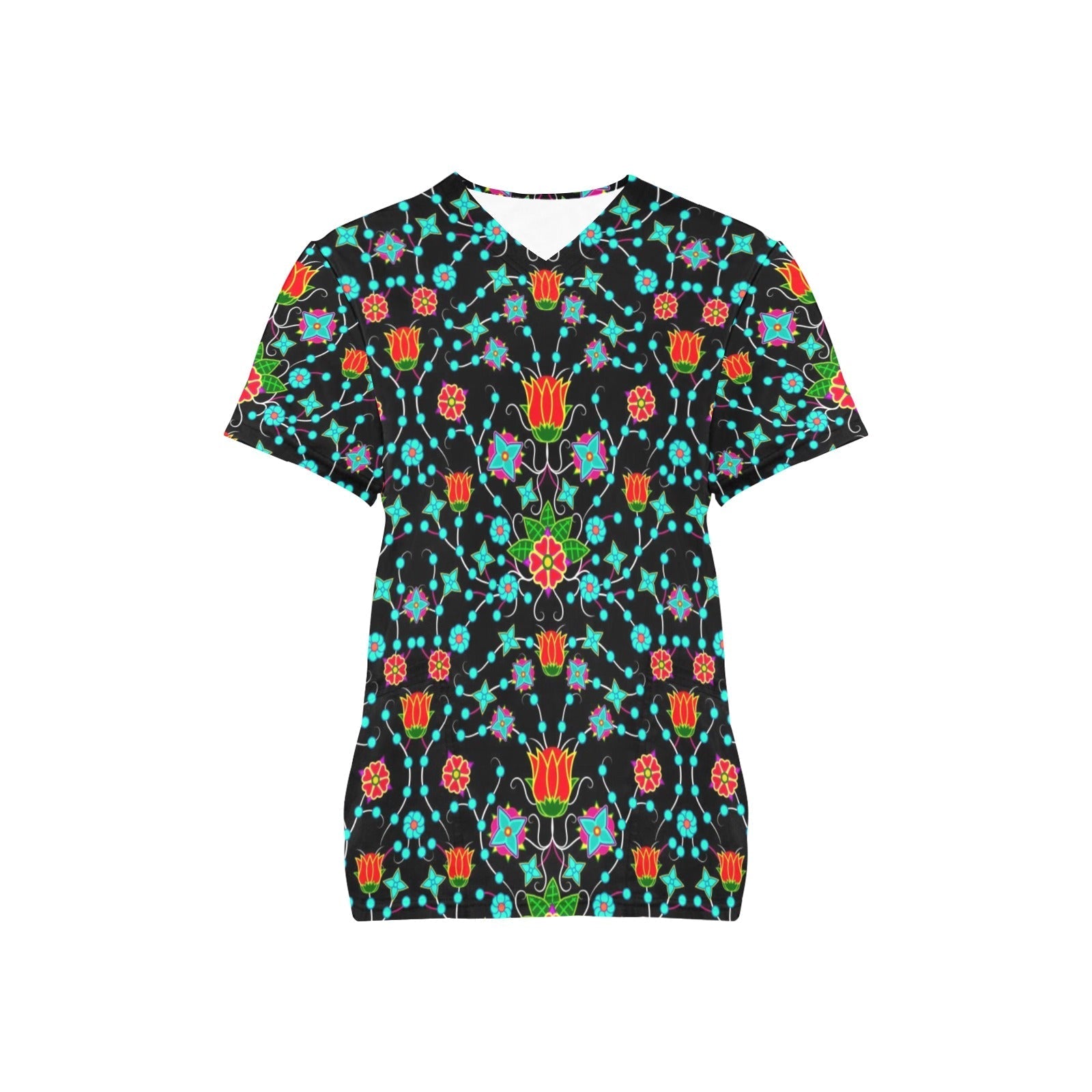 Floral Damask Upgrade All Over Print Scrub Top Scrub Top e-joyer 