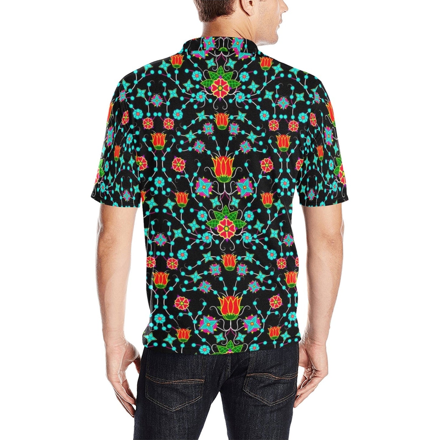 Floral Damask Upgrade Men's All Over Print Polo Shirt (Model T55) Men's Polo Shirt (Model T55) e-joyer 