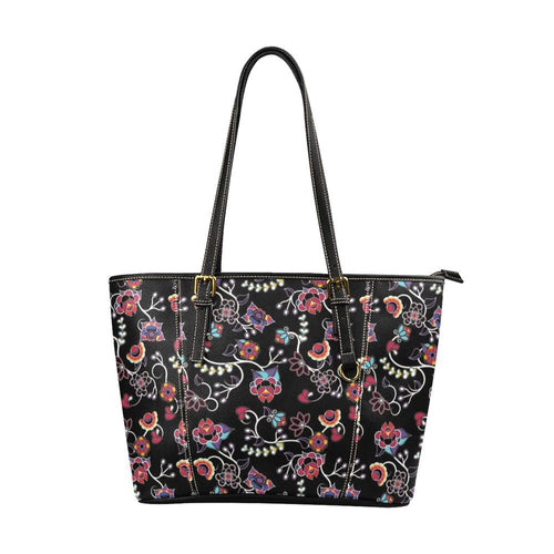 Floral Danseur Leather Tote Bag/Large (Model 1640) Leather Tote Bag (1640) e-joyer 