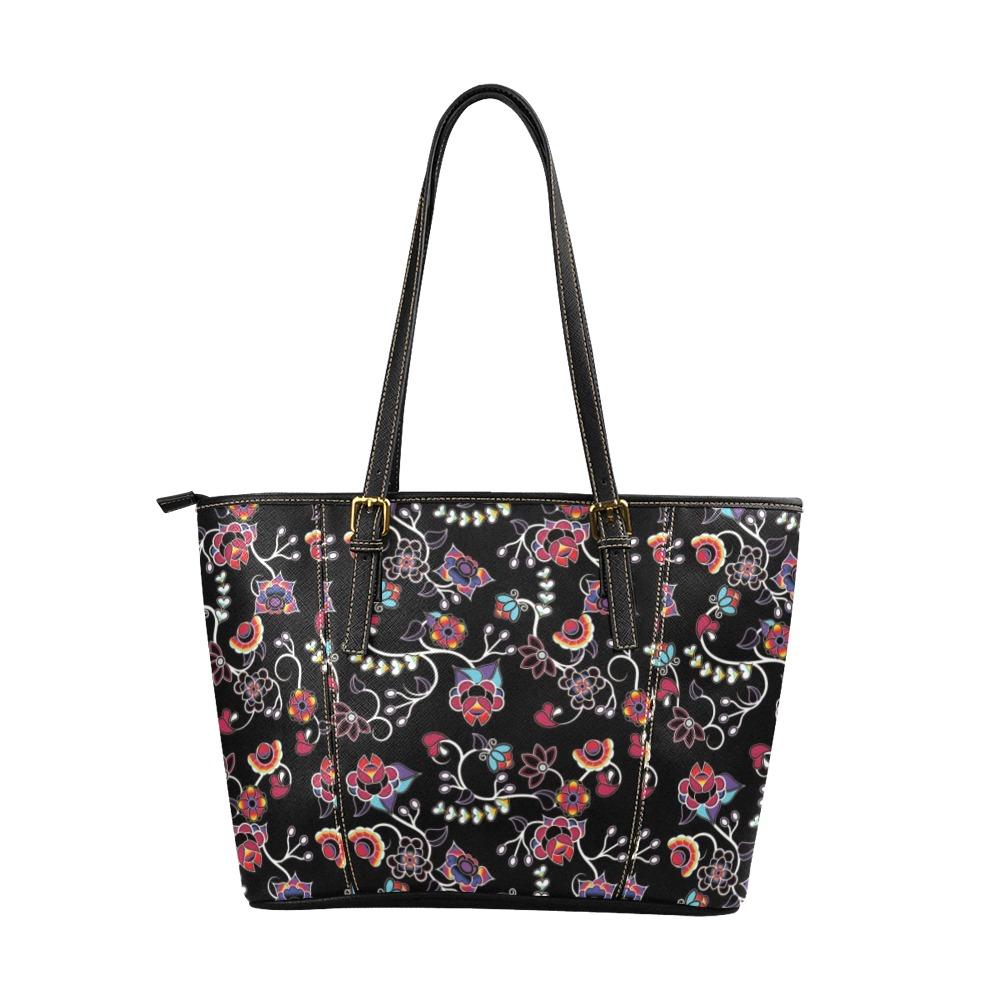 Floral Danseur Leather Tote Bag/Large (Model 1640) Leather Tote Bag (1640) e-joyer 