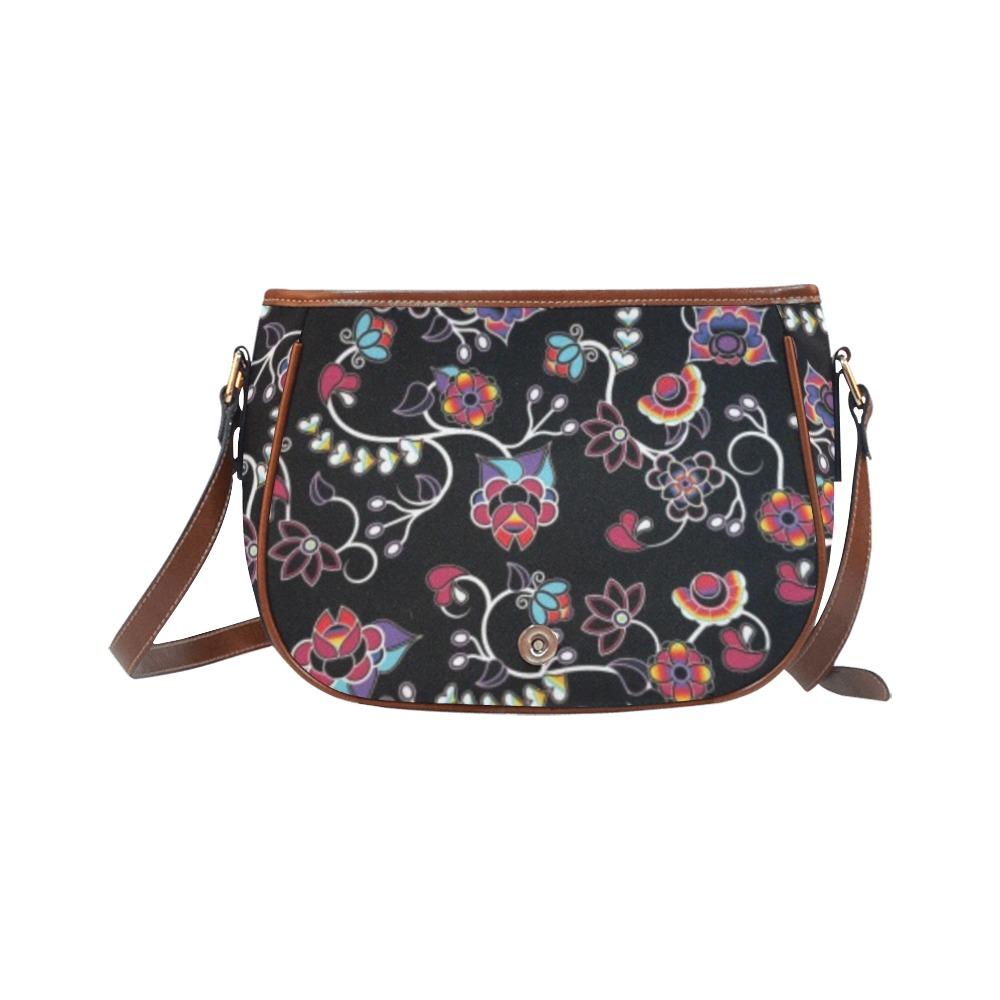 Floral Danseur Saddle Bag/Small (Model 1649) Full Customization Saddle Bag/Small (Full Customization) e-joyer 