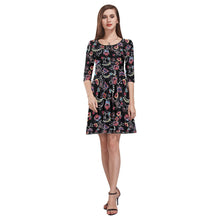 Load image into Gallery viewer, Floral Danseur Tethys Half-Sleeve Skater Dress(Model D20) Tethys Half-Sleeve Skater Dress (D20) e-joyer 
