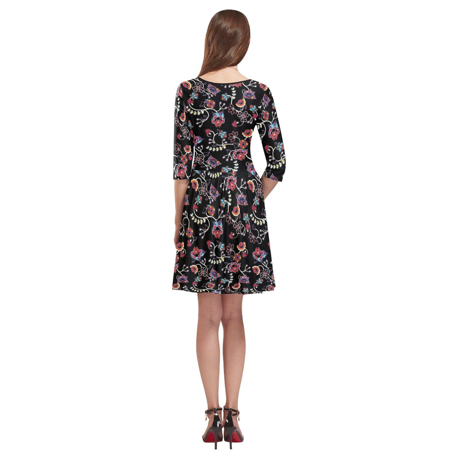 Floral Danseur Tethys Half-Sleeve Skater Dress(Model D20) Tethys Half-Sleeve Skater Dress (D20) e-joyer 