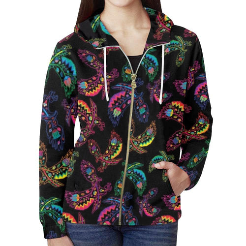 Floral Eagle All Over Print Full Zip Hoodie for Women (Model H14) All Over Print Full Zip Hoodie for Women (H14) e-joyer 