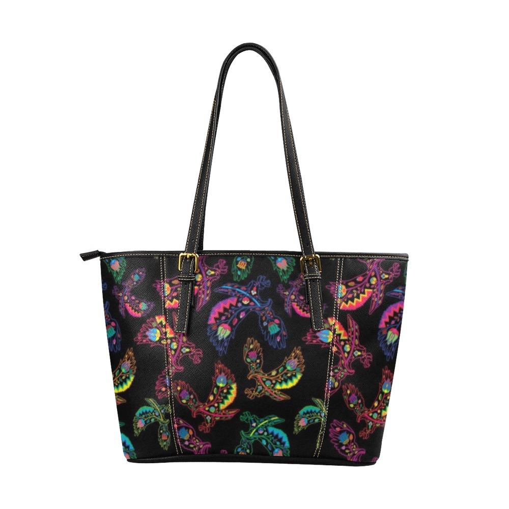 Floral Eagle Leather Tote Bag/Large (Model 1640) bag e-joyer 