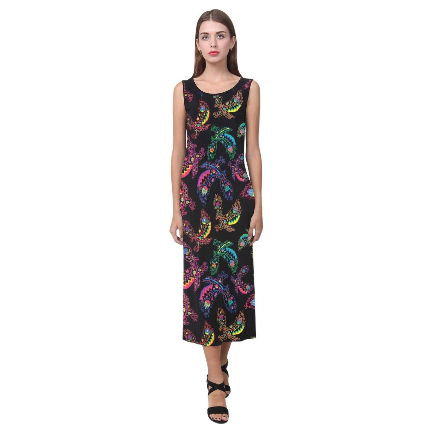 Floral Eagle Phaedra Sleeveless Open Fork Long Dress (Model D08) dress e-joyer 