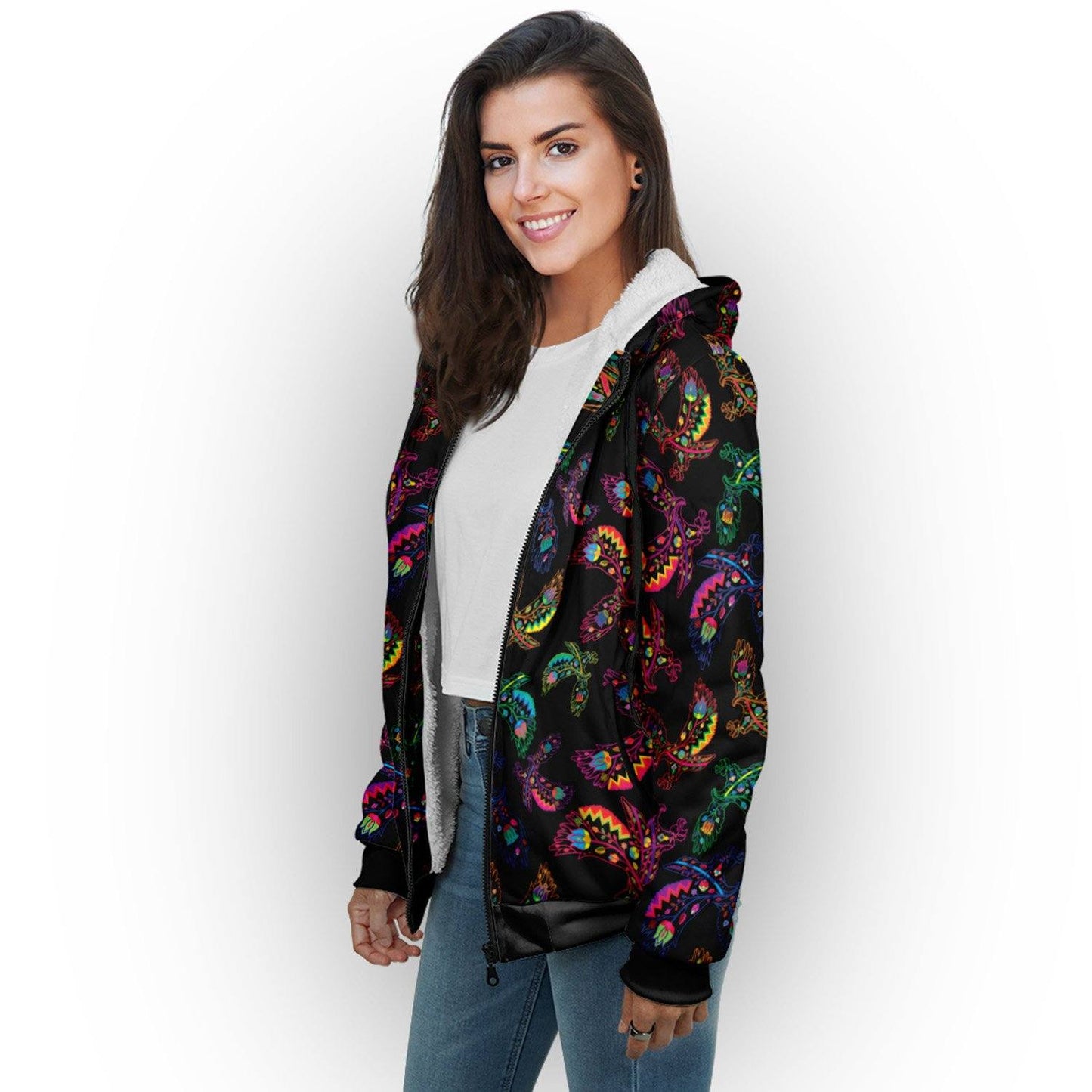 Floral Eagle Sherpa Hoodie hoodie Herman 