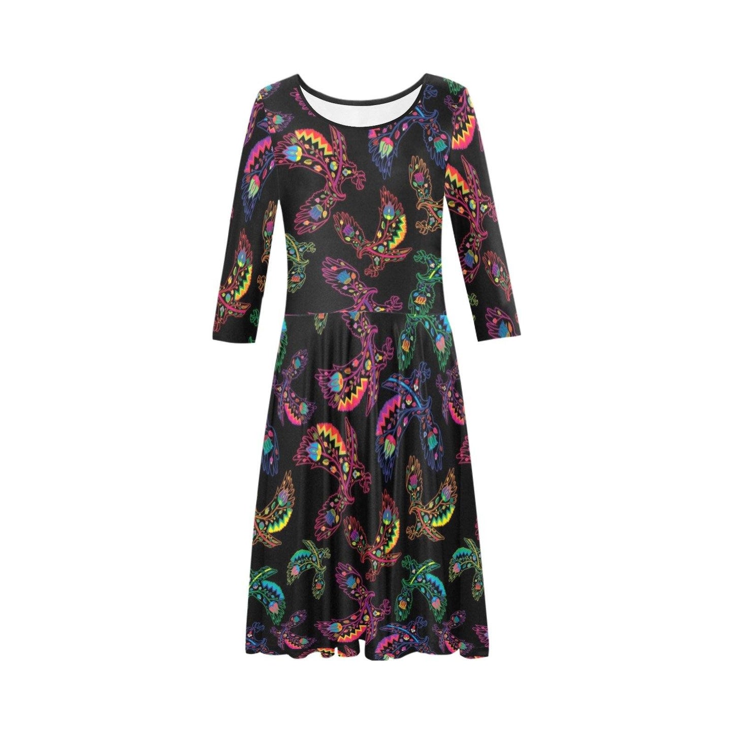 Floral Eagle Tethys Half-Sleeve Skater Dress(Model D20) Tethys Half-Sleeve Skater Dress (D20) e-joyer 