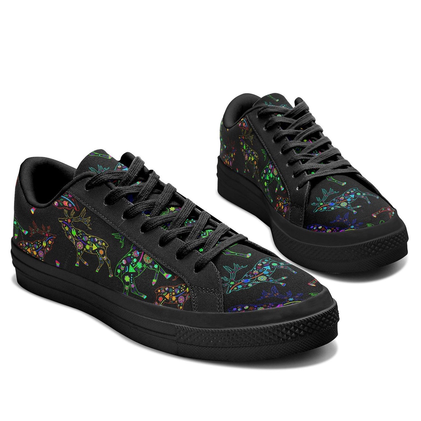 Floral Elk Aapisi Low Top Canvas Shoes Black Sole aapisi Herman 