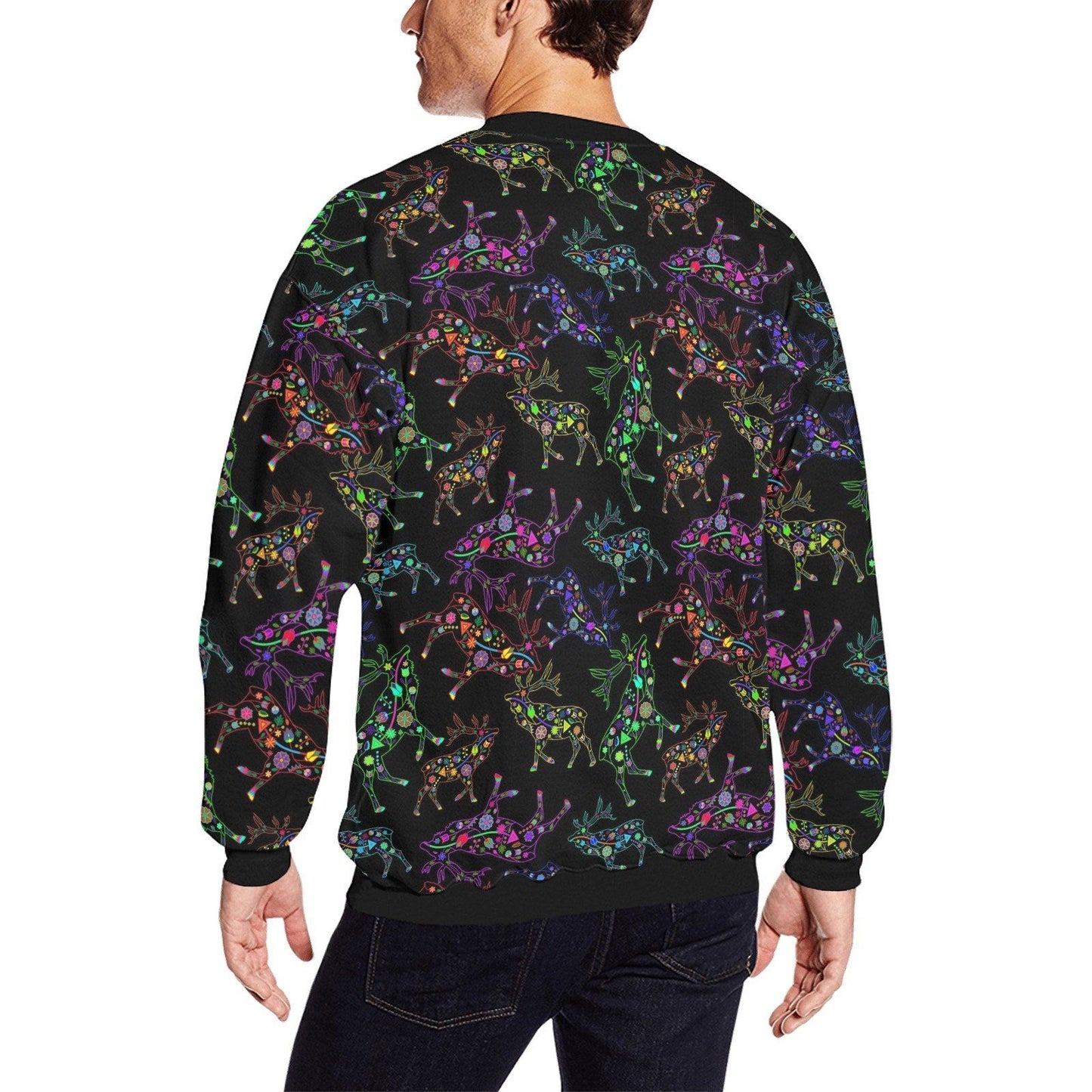 Floral Elk All Over Print Crewneck Sweatshirt for Men (Model H18) shirt e-joyer 