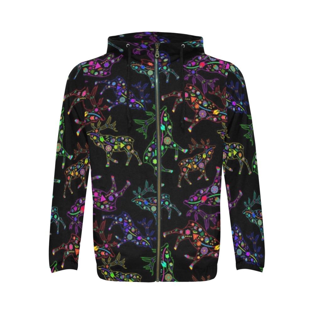 Floral Elk All Over Print Full Zip Hoodie for Men (Model H14) All Over Print Full Zip Hoodie for Men (H14) e-joyer 
