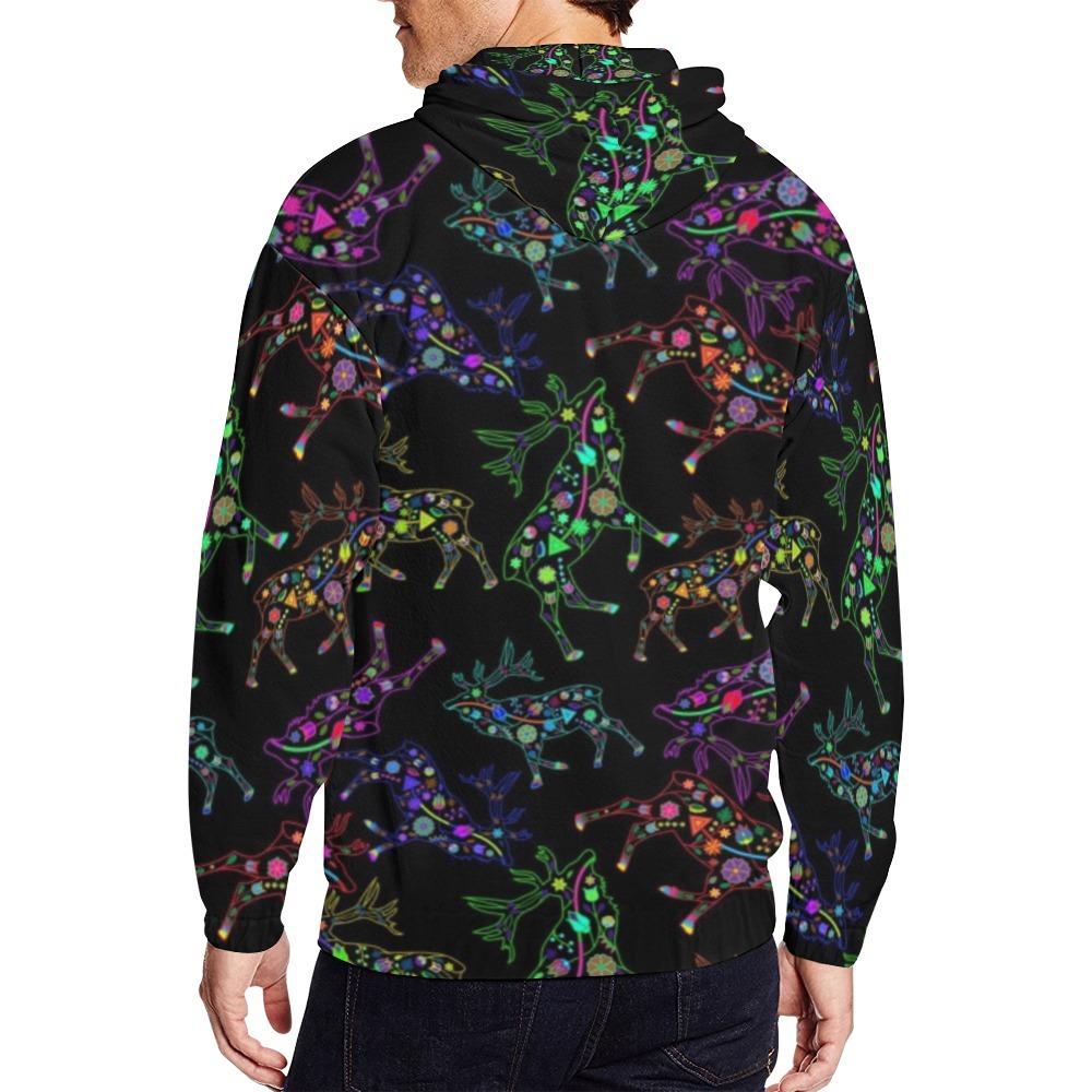 Floral Elk All Over Print Full Zip Hoodie for Men (Model H14) All Over Print Full Zip Hoodie for Men (H14) e-joyer 