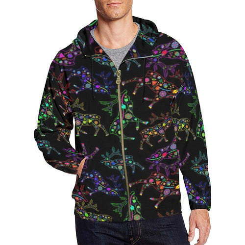 Floral Elk All Over Print Full Zip Hoodie for Men (Model H14) All Over Print Full Zip Hoodie for Men (H14) e-joyer 