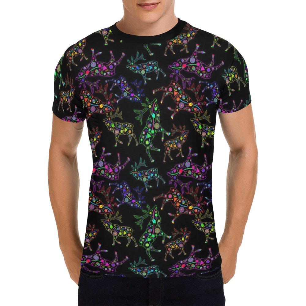 Floral Elk All Over Print T-Shirt for Men (USA Size) (Model T40) All Over Print T-Shirt for Men (T40) e-joyer 
