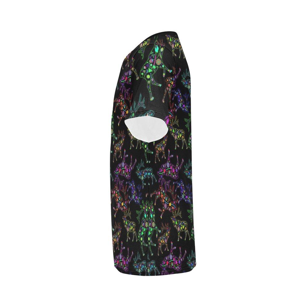 Floral Elk All Over Print T-Shirt for Men (USA Size) (Model T40) All Over Print T-Shirt for Men (T40) e-joyer 