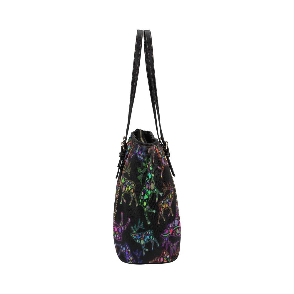 Floral Elk Leather Tote Bag/Large (Model 1640) bag e-joyer 