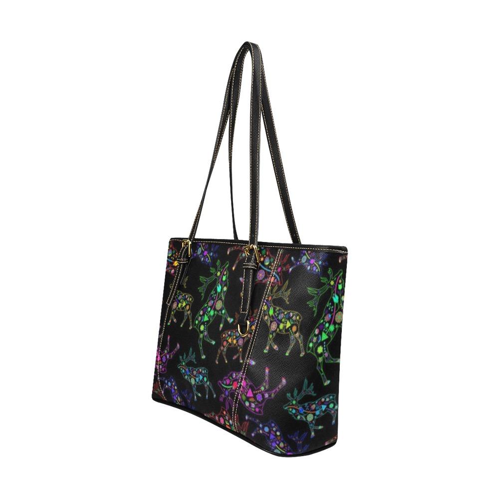 Floral Elk Leather Tote Bag/Large (Model 1640) bag e-joyer 