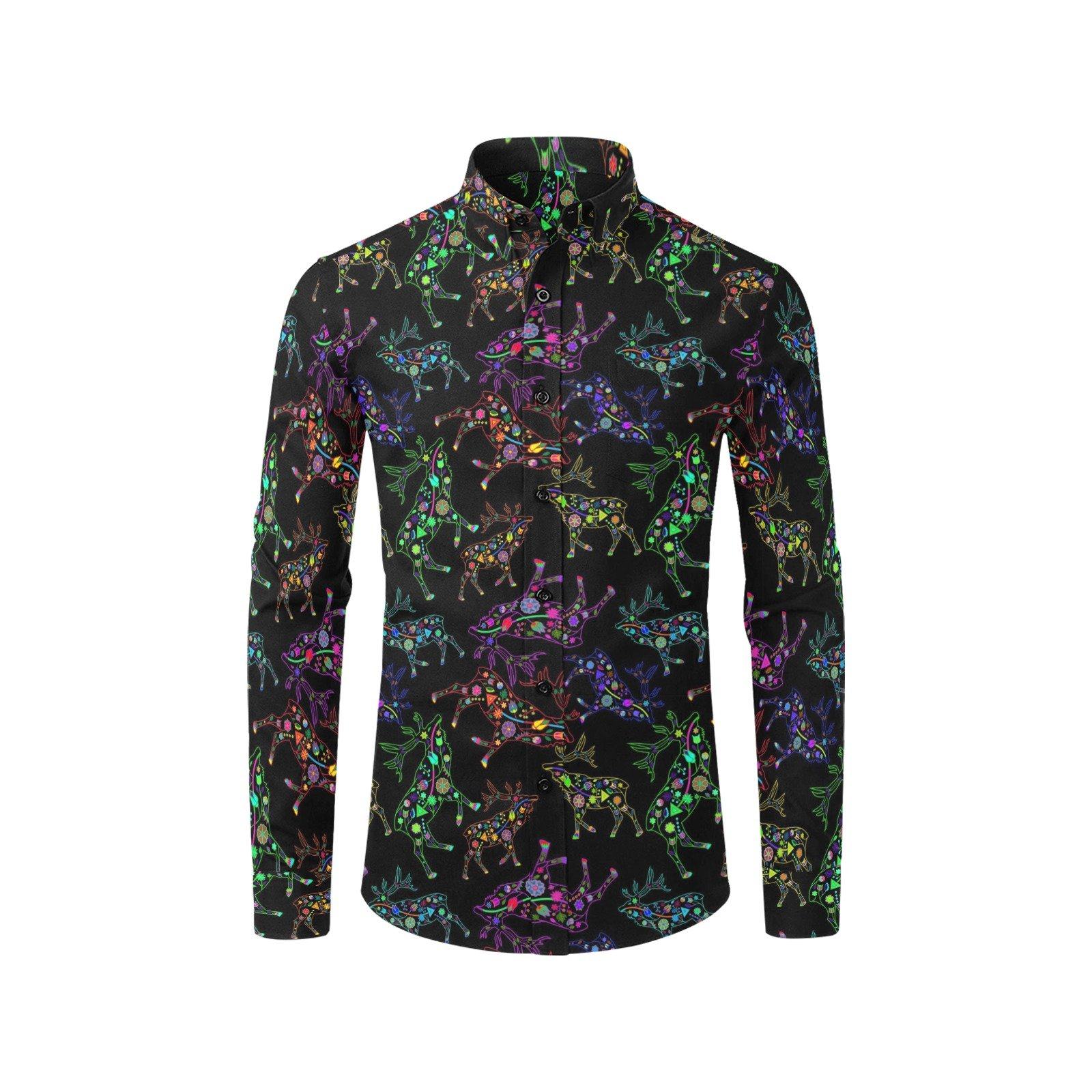 Floral Elk Men's All Over Print Casual Dress Shirt (Model T61) Men's Dress Shirt (T61) e-joyer 