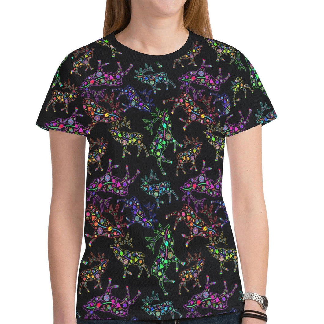 Floral Elk New All Over Print T-shirt for Women (Model T45) tshirt e-joyer 